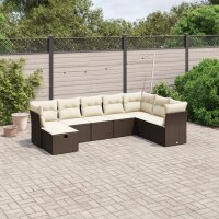 vidaXL 8-tlg. Garten-Sofagarnitur mit Kissen Braun Poly Rattan