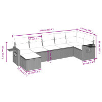 vidaXL 7-tlg. Garten-Sofagarnitur mit Kissen Braun Poly Rattan