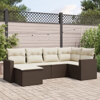 vidaXL 6-tlg. Garten-Sofagarnitur mit Kissen Braun Poly Rattan