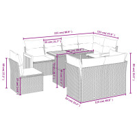 vidaXL 9-tlg. Garten-Sofagarnitur mit Kissen Grau Poly Rattan