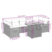 vidaXL 8-tlg. Garten-Sofagarnitur mit Kissen Grau Poly Rattan