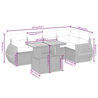 vidaXL 6-tlg. Garten-Sofagarnitur mit Kissen Grau Poly Rattan