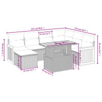 vidaXL 8-tlg. Garten-Sofagarnitur mit Kissen Grau Poly Rattan