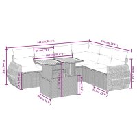 vidaXL 7-tlg. Garten-Sofagarnitur mit Kissen Grau Poly Rattan