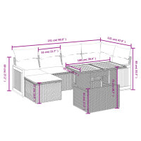 vidaXL 7-tlg. Garten-Sofagarnitur mit Kissen Grau Poly Rattan