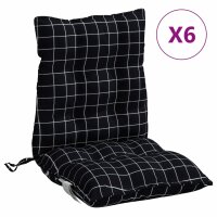 vidaXL Niedriglehner-Auflagen 6 Stk. Schwarz Karomuster Oxford-Gewebe