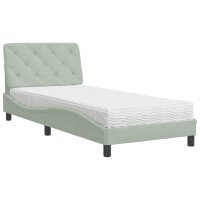 vidaXL Bett mit Matratze Hellgrau 80x200 cm Samt