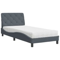 vidaXL Bett mit Matratze Dunkelgrau 90x190 cm Samt