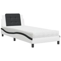 vidaXL Bett mit Matratze Weiß und Schwarz 90x190 cm...