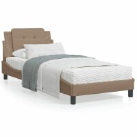 vidaXL Bett mit Matratze Cappuccino-Braun 90x200 cm Kunstleder