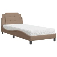 vidaXL Bett mit Matratze Cappuccino-Braun 100x200 cm Kunstleder