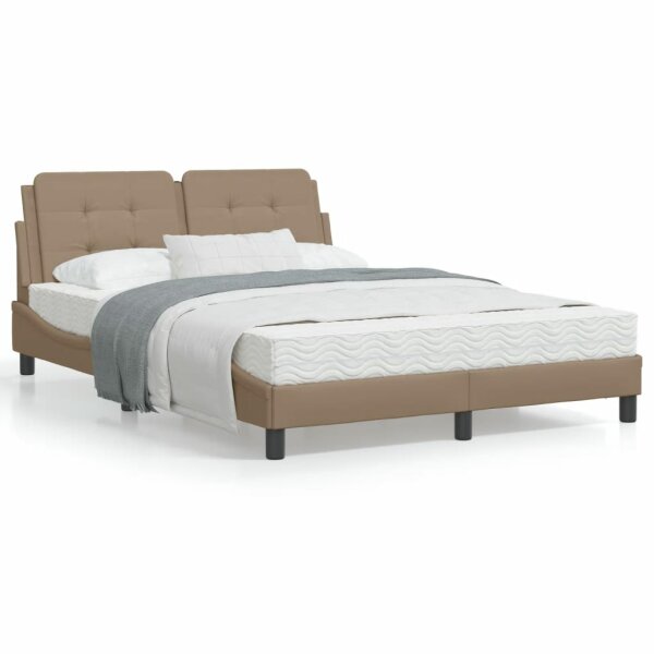 vidaXL Bett mit Matratze Cappuccino-Braun 140x190 cm Kunstleder