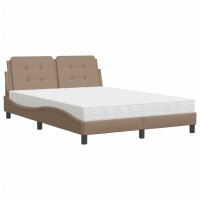 vidaXL Bett mit Matratze Cappuccino-Braun 140x190 cm Kunstleder