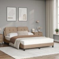 vidaXL Bett mit Matratze Cappuccino-Braun 140x190 cm Kunstleder