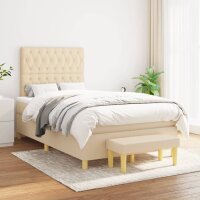 vidaXL Boxspringbett mit Matratze Creme 120x190 cm Stoff