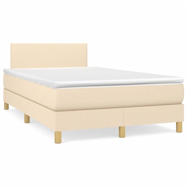 vidaXL Boxspringbett mit Matratze &amp; LED Creme 120x190 cm Stoff