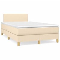 vidaXL Boxspringbett mit Matratze &amp; LED Creme 120x190 cm Stoff