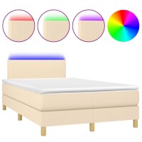 vidaXL Boxspringbett mit Matratze &amp; LED Creme 120x190 cm Stoff