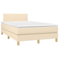 vidaXL Boxspringbett mit Matratze &amp; LED Creme 120x190 cm Stoff