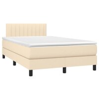 vidaXL Boxspringbett mit Matratze Creme 120x190 cm Stoff