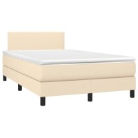 vidaXL Boxspringbett mit Matratze Creme 120x190 cm Stoff