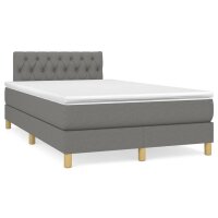 vidaXL Boxspringbett mit Matratze Dunkelgrau 120x190 cm Stoff