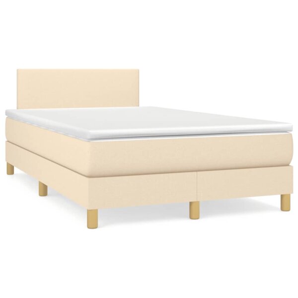 vidaXL Boxspringbett mit Matratze Creme 120x190 cm Stoff