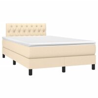 vidaXL Boxspringbett mit Matratze Creme 120x190 cm Stoff