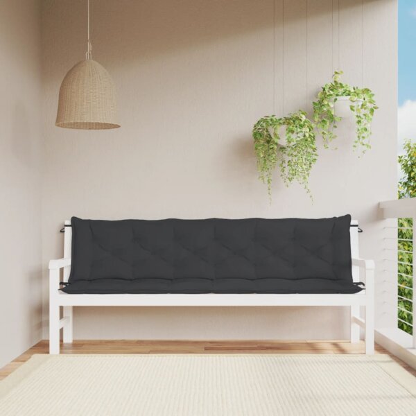 vidaXL Gartenbank-Auflagen 2 Stk. Schwarz 200x50x7 cm Oxford-Gewebe