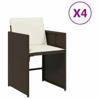 vidaXL Gartenst&uuml;hle mit Kissen 4 Stk. Braun Poly Rattan