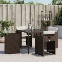 vidaXL Gartenst&uuml;hle mit Kissen 4 Stk. Braun Poly Rattan