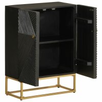 vidaXL Sideboard Schwarz 55x30x76 cm Massivholz Mango und Eisen