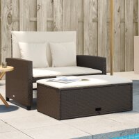 vidaXL Gartensofa mit Kissen 2-Sitzer Braun Poly Rattan