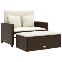 vidaXL Gartensofa mit Kissen 2-Sitzer Braun Poly Rattan