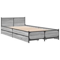 vidaXL Bettgestell mit Schubladen Grau Sonoma 90x190 cm Holzwerkstoff