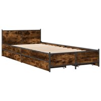 vidaXL Bettgestell mit Schubladen R&auml;uchereiche 90x200cm Holzwerkstoff