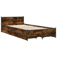 vidaXL Bettgestell mit Schubladen R&auml;uchereiche 75x190 cm Holzwerkstoff