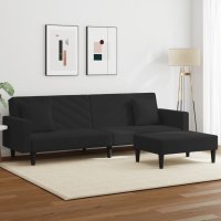 vidaXL 2-tlg. Sofagarnitur mit Kissen Schwarz Samt