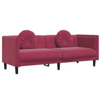 vidaXL Sofa mit Kissen 3-Sitzer Weinrot Samt