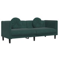 vidaXL Sofa mit Kissen 3-Sitzer Dunkelgr&uuml;n Samt