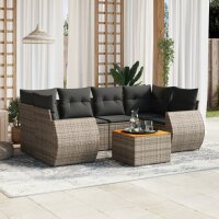 vidaXL 7-tlg. Garten-Sofagarnitur mit Kissen Grau Poly Rattan