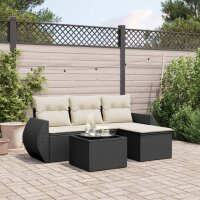 vidaXL 5-tlg. Garten-Sofagarnitur mit Kissen Schwarz Poly...