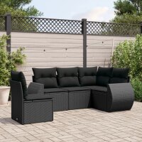 vidaXL 5-tlg. Garten-Sofagarnitur mit Kissen Schwarz Poly...