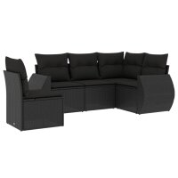 vidaXL 5-tlg. Garten-Sofagarnitur mit Kissen Schwarz Poly...