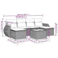 vidaXL 7-tlg. Garten-Sofagarnitur mit Kissen Schwarz Poly Rattan