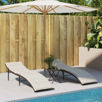 vidaXL Sonnenliegen 2 Stk. mit Tisch Braun Poly Rattan