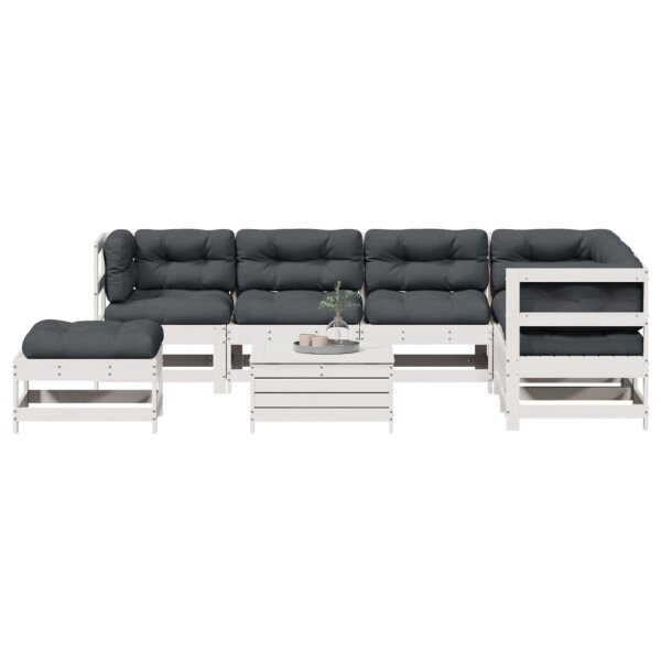 vidaXL 8-tlg. Garten-Lounge-Set mit Kissen Wei&szlig; Massivholz Kiefer