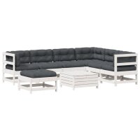 vidaXL 8-tlg. Garten-Lounge-Set mit Kissen Wei&szlig; Massivholz Kiefer