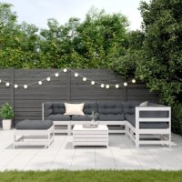 vidaXL 8-tlg. Garten-Lounge-Set mit Kissen Wei&szlig; Massivholz Kiefer