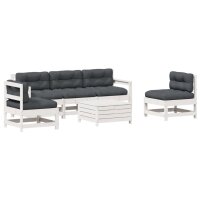 vidaXL 6-tlg. Garten-Lounge-Set mit Kissen Wei&szlig; Massivholz Kiefer